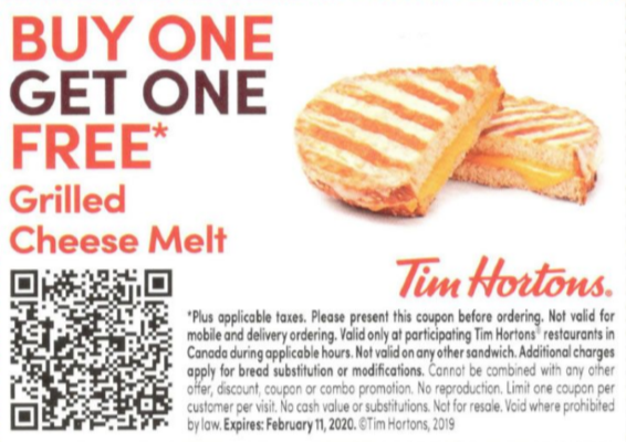 Tim Horton's Grilled Cheese Melt Coupon